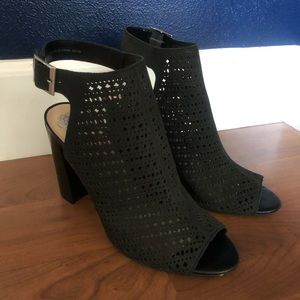 Vince Camuto Black Perforated Peep Toe Bootie